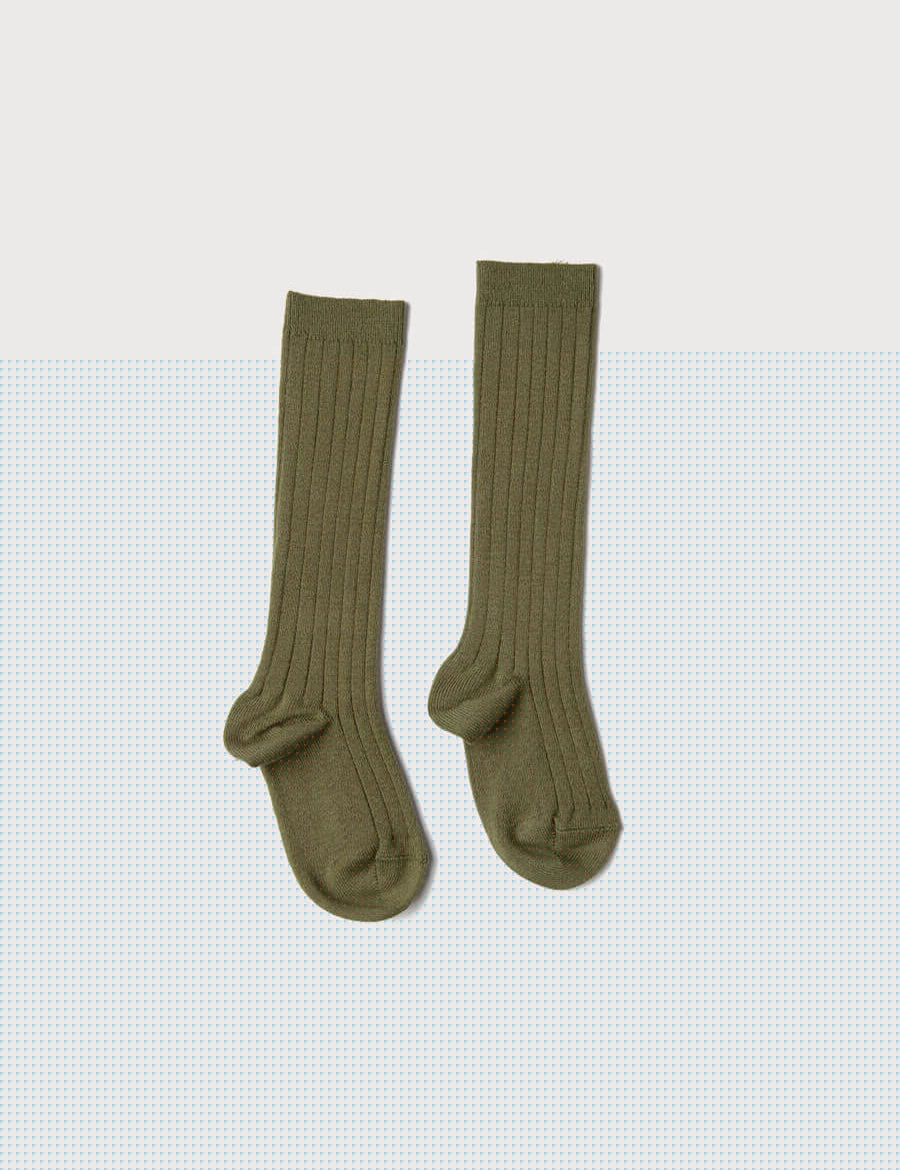 Green Ribbed Knee-High Socks (3mths-8yrs) Socks from Pepa London