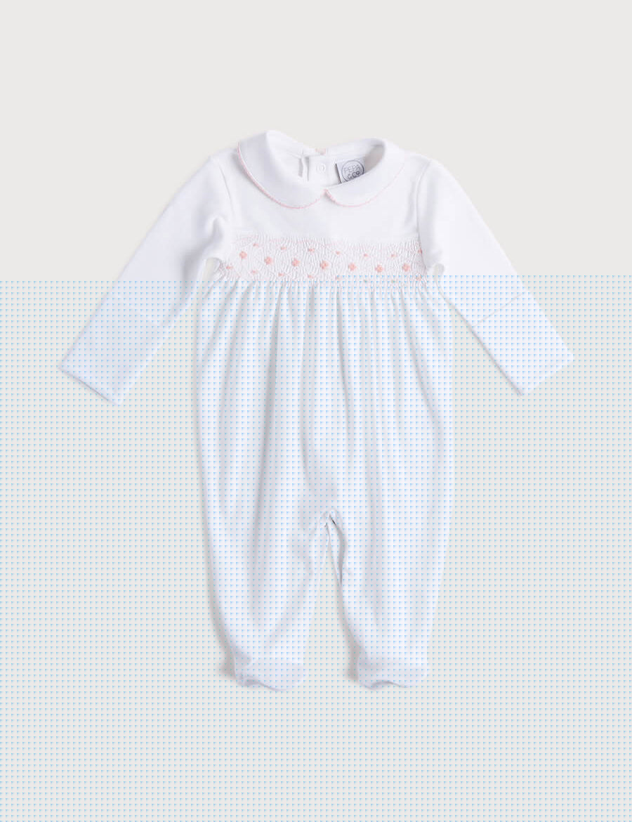 Pink Hand Smocked Cotton All-in-One (0-12mths) Nightwear from Pepa London