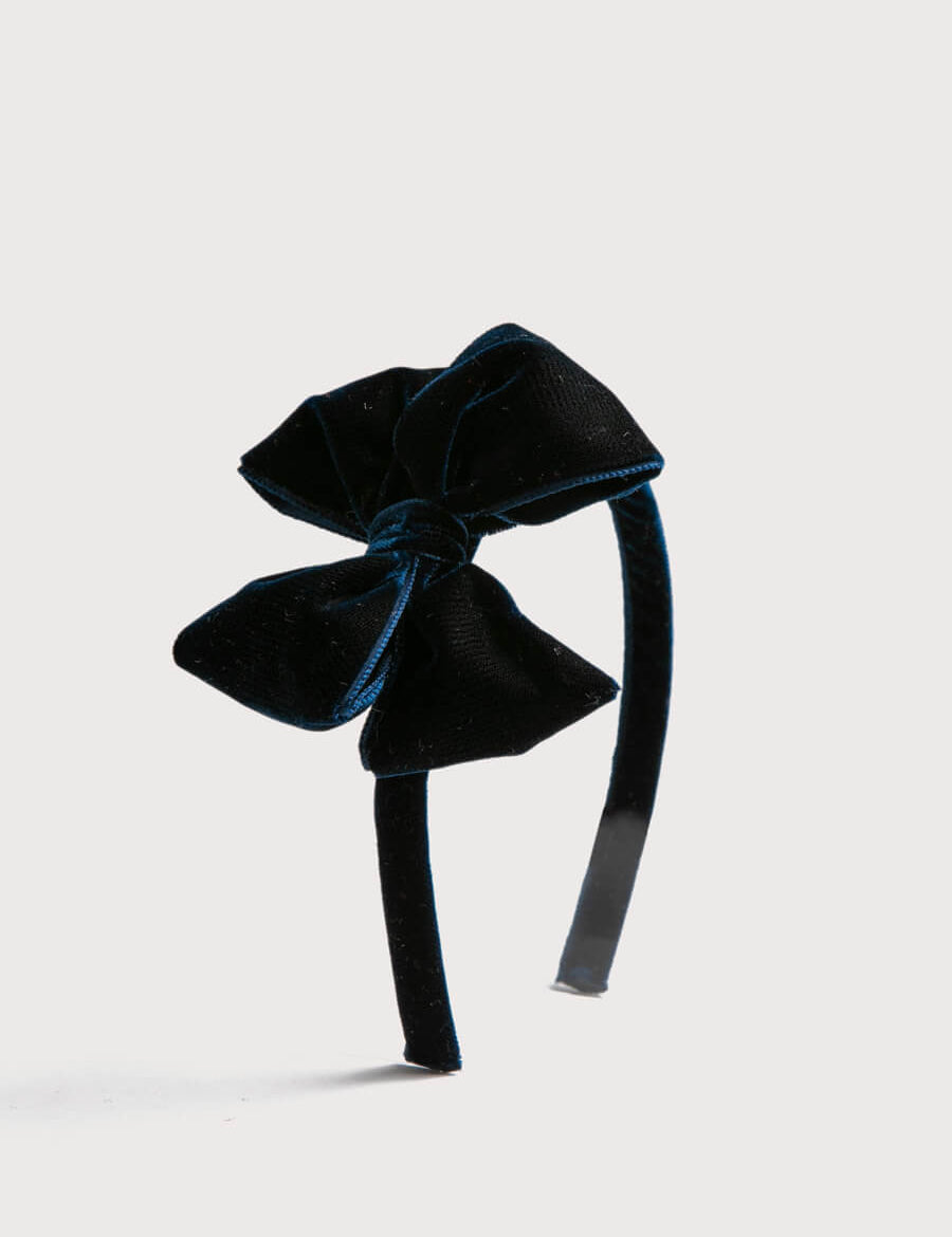 Velvet Hair-Band in Navy Hair Accessories from Pepa London