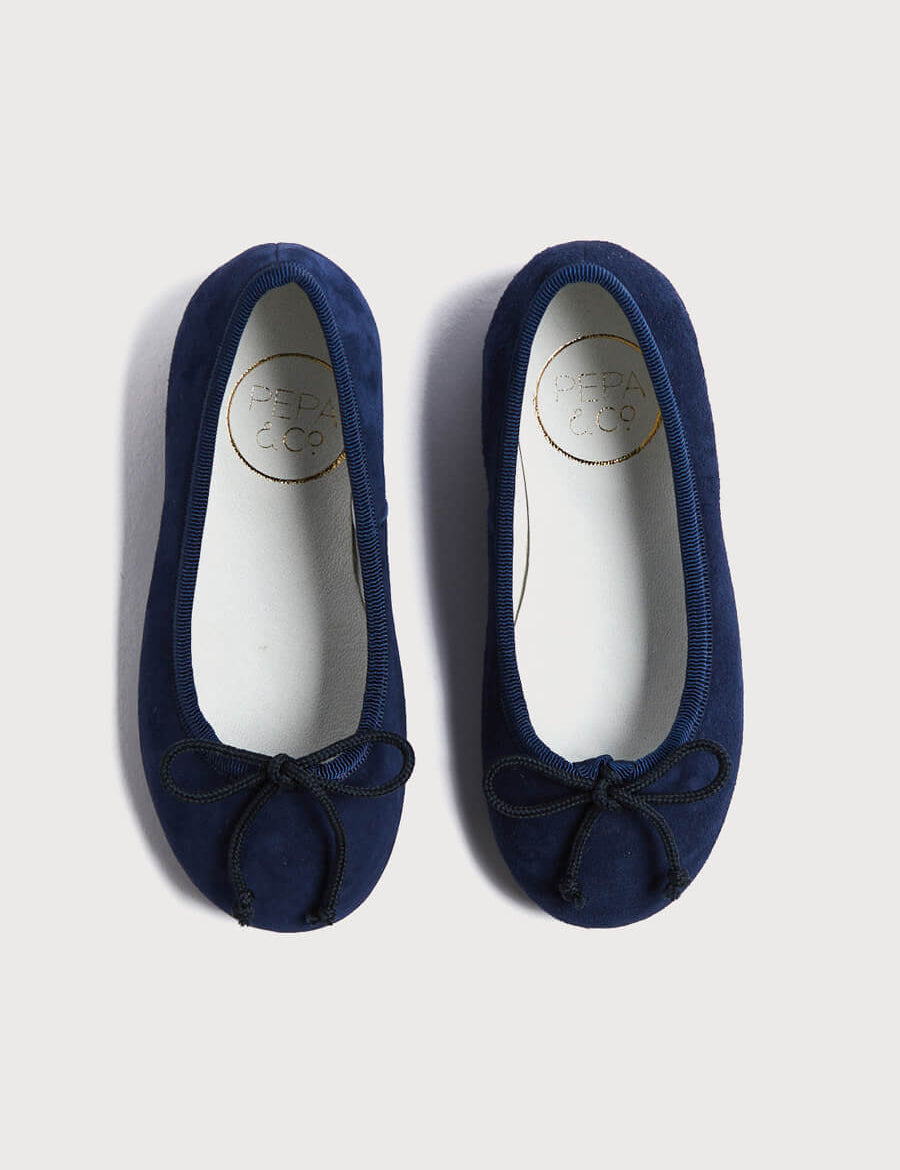 Lace Tie Ballerina Shoes in Navy (24-34EU) Shoes from Pepa London