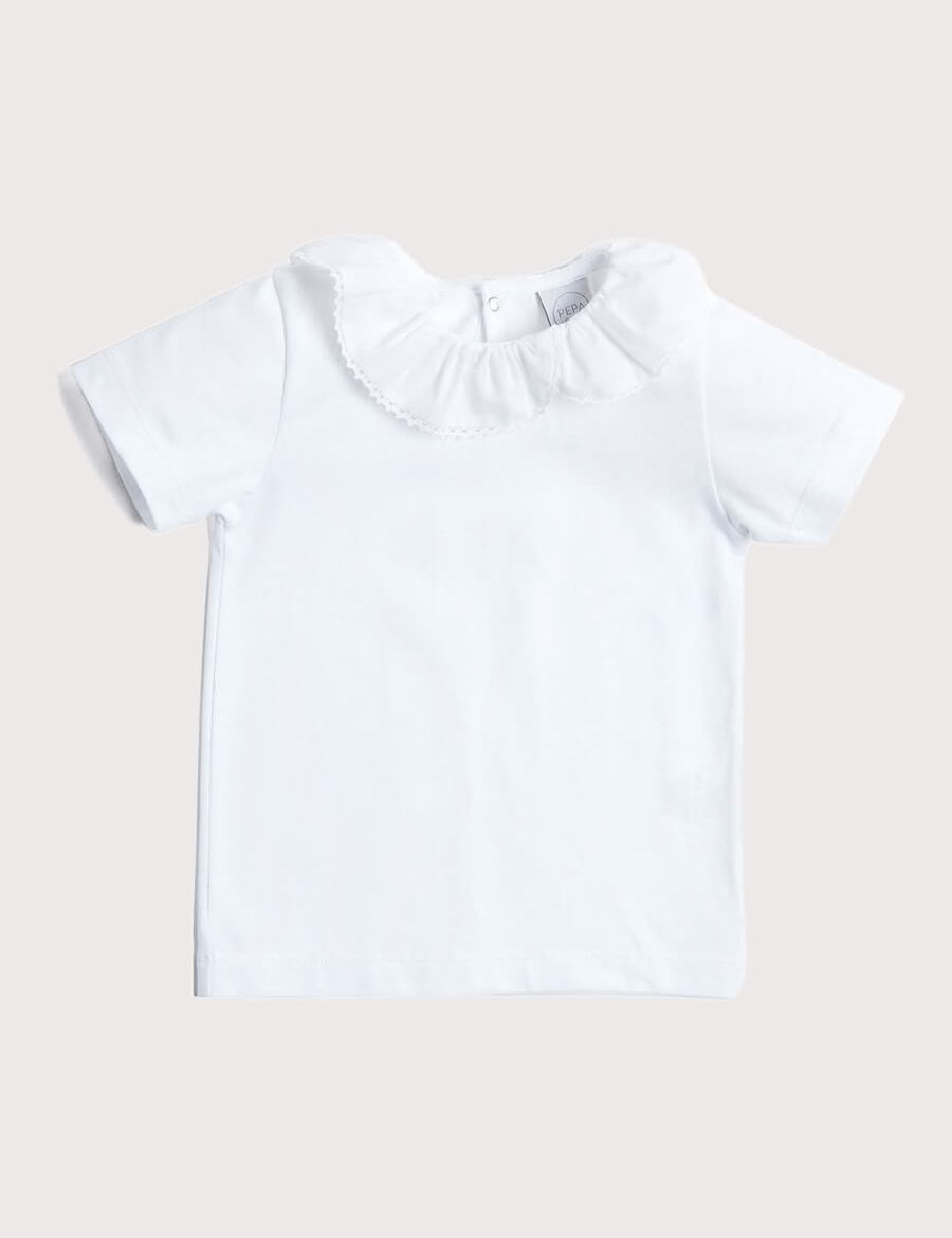 Piculina Trim Top in White (2-10yrs) Tops & Bodysuits from Pepa London