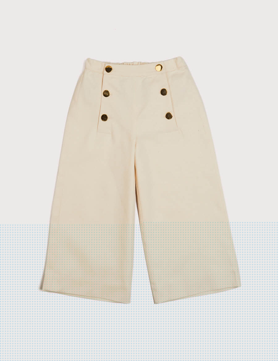 Wide Leg Front Button Trousers in Beige (2-10yrs) Trousers from Pepa London
