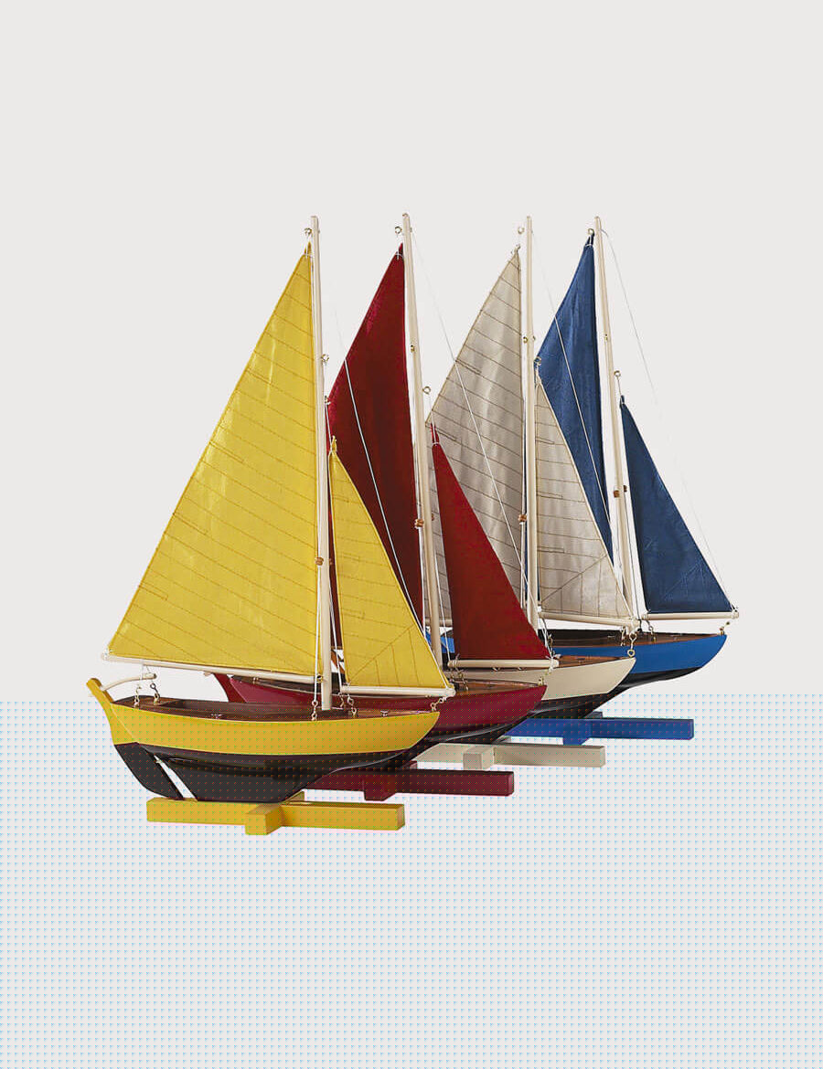 Multi Coloured Wooden Sailing Boat (Set Of 4) Toys from Pepa London