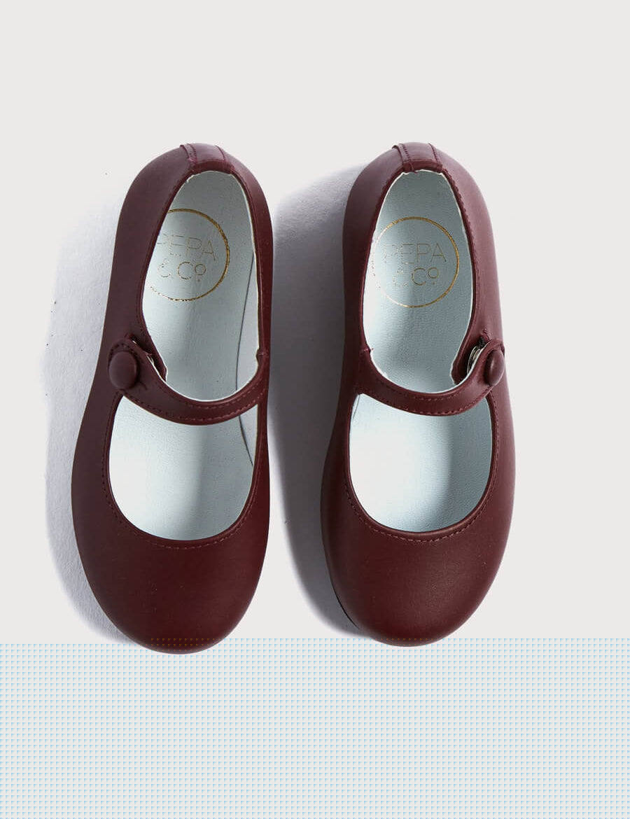 Leather Mary Jane Shoes in Burgundy (24-34EU) Shoes from Pepa London