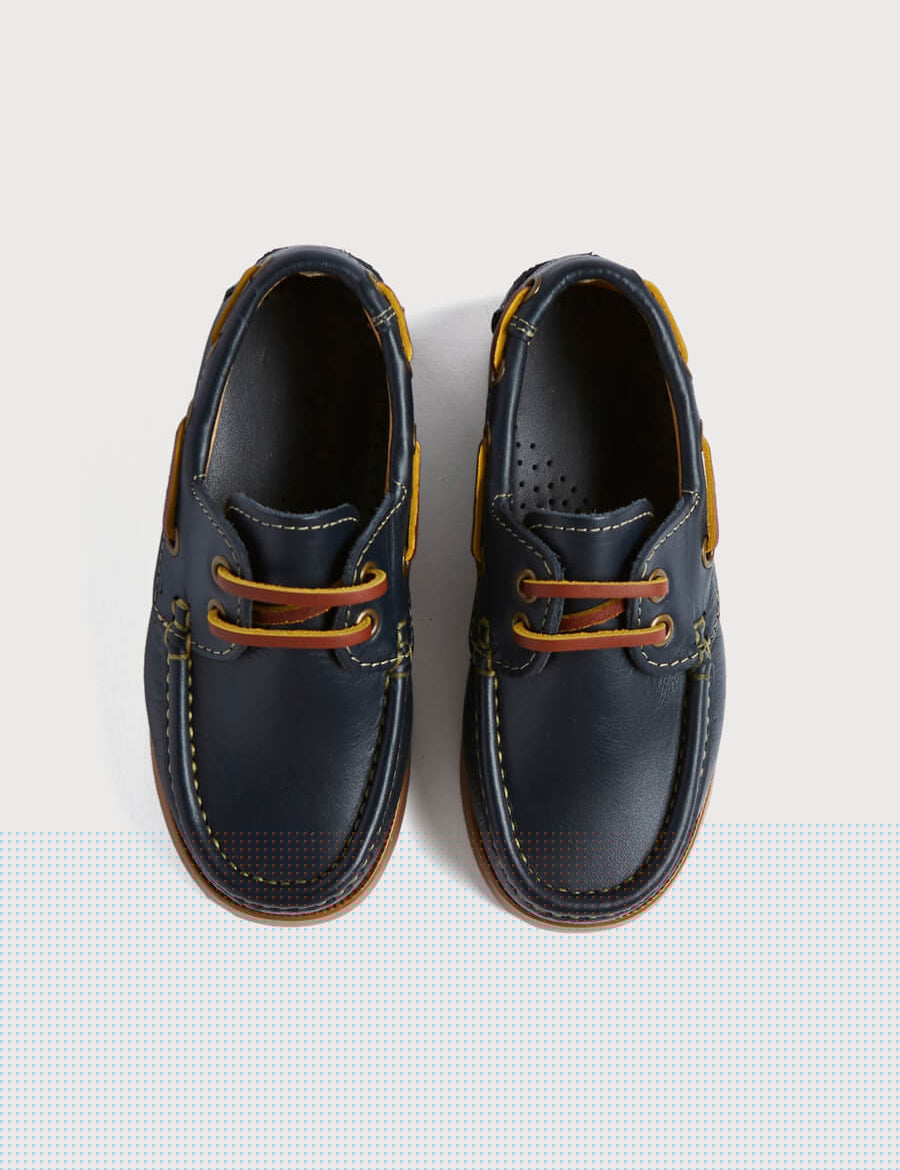 Soft Leather Boat Shoes in Navy (26-34EU) Shoes from Pepa London