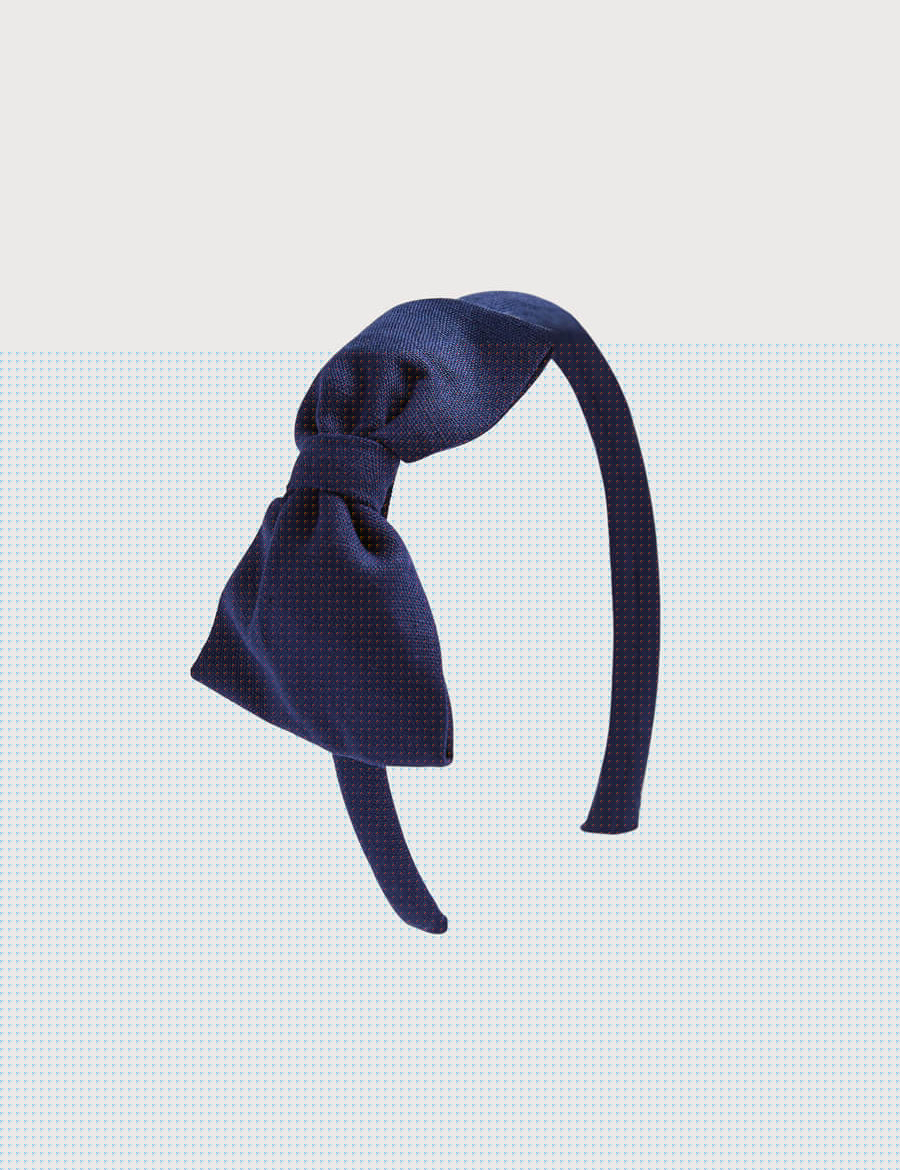 Navy Linen Big Bow Hairband Hair Accessories from Pepa London