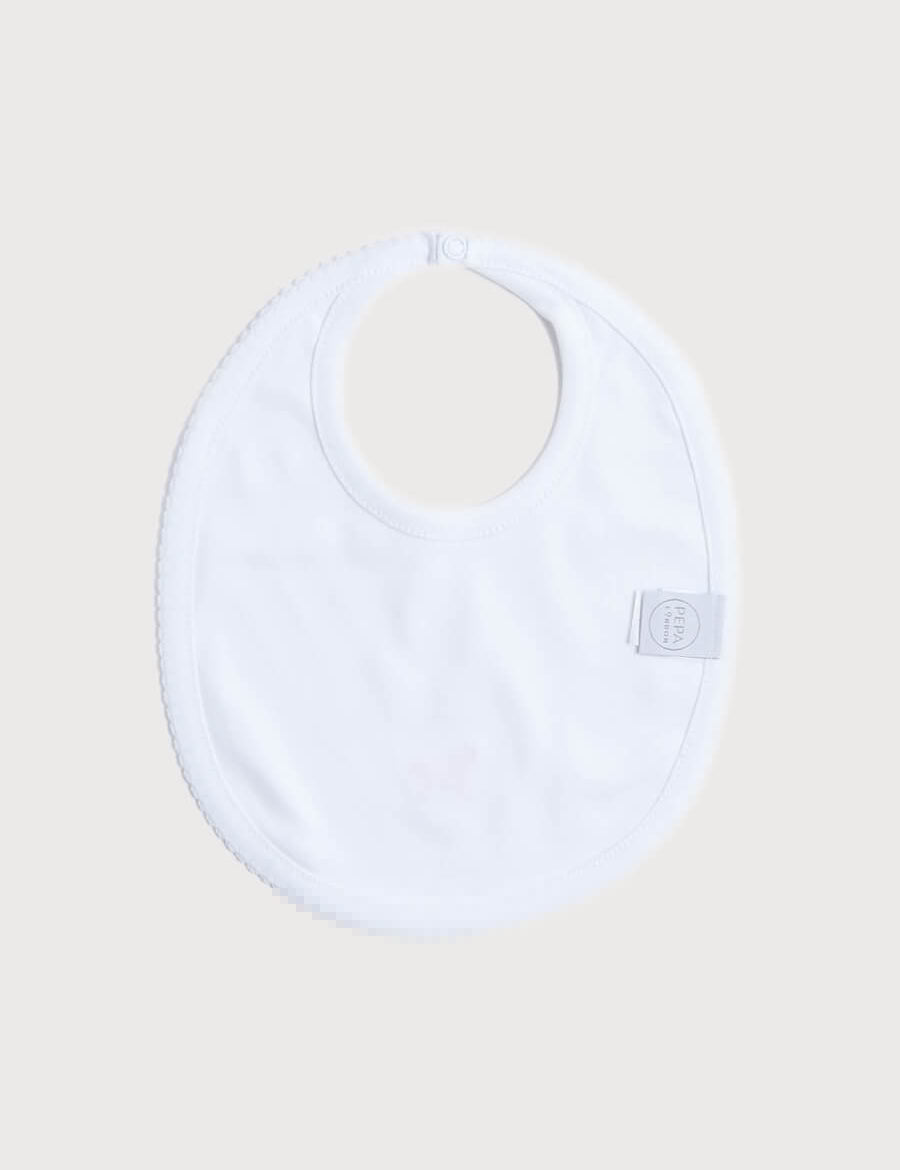 White Bib with Pink Embroidered Rocking Horse Accessories from Pepa London