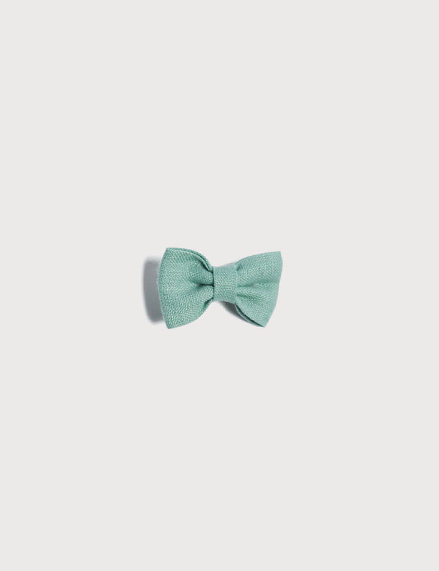 Green Linen Small Bow Clip Hair Accessories from Pepa London