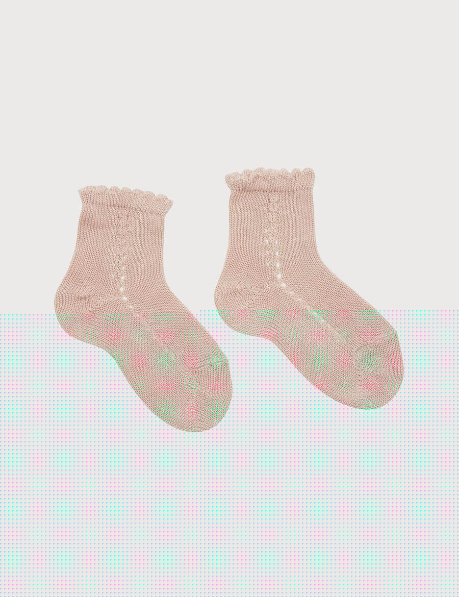 Openwork short socks - Dusty Pink (0mths-10yrs) Socks from Pepa London