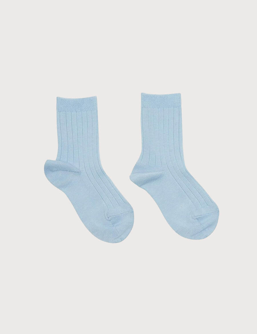 Ribbed short socks - Light Blue (0mths-8yrs) Socks from Pepa London