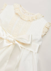 Lace Trim Fine Pleated Gown in Ivory (6-12mths) Dresses  from Pepa London