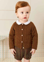Cable Cardigan in Brown (6mths-3yrs) Knitwear  from Pepa London