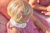 Annie Floral Print Small Bow Clip in Pink Hair Accessories  from Pepa London