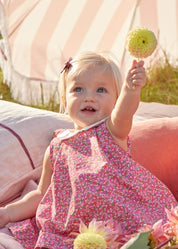 Annie Floral Print Small Bow Clip in Pink Hair Accessories  from Pepa London