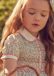 Cordelia Floral Hand-Smocked Short Sleeve Dress in Pink Made with Liberty Fabric (12m-6yrs) DRESSES from Pepa London
