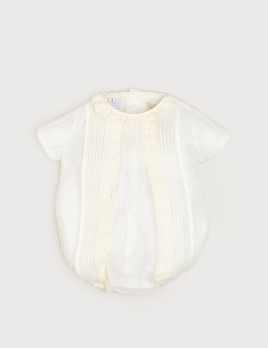 Cap Sleeve Lace Detail Romper in Ivory (3mths-2yrs) Rompers  from Pepa London