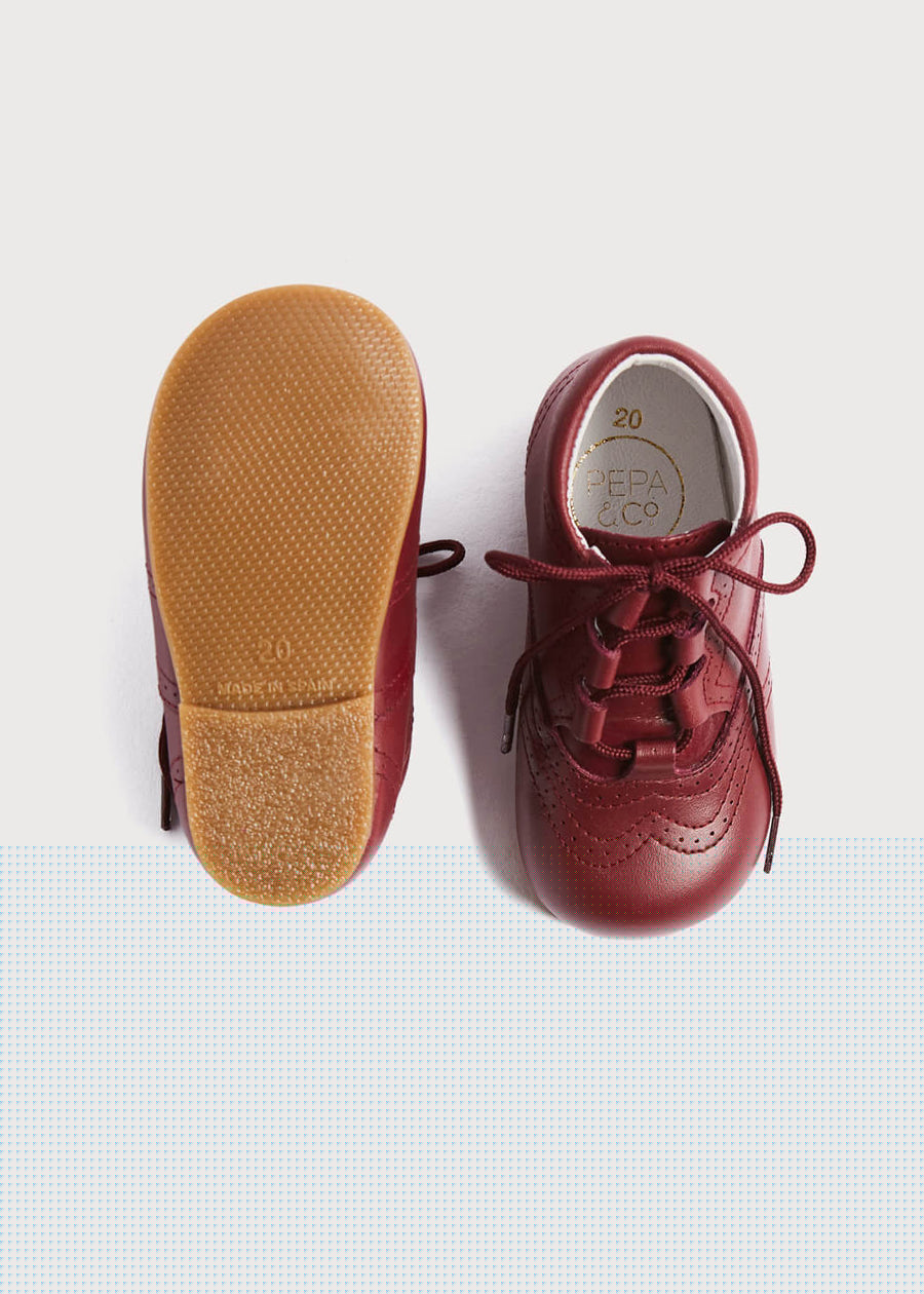 Oxford Baby Booties in Burgundy (20-26EU) Shoes  from Pepa London