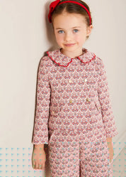 Iris Jacquard Statement Collar Jacket in Red (4-12yrs) COATS from Pepa London
