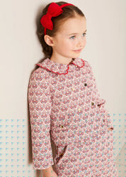 Iris Jacquard Statement Collar Jacket in Red (4-12yrs) COATS from Pepa London