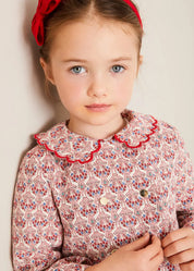 Iris Jacquard Statement Collar Jacket in Red (4-12yrs) COATS from Pepa London