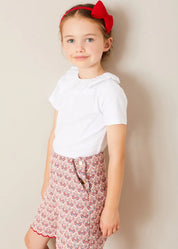 Iris Jacquard Button Detail Shorts in Red (4-12yrs) SHORTS from Pepa London