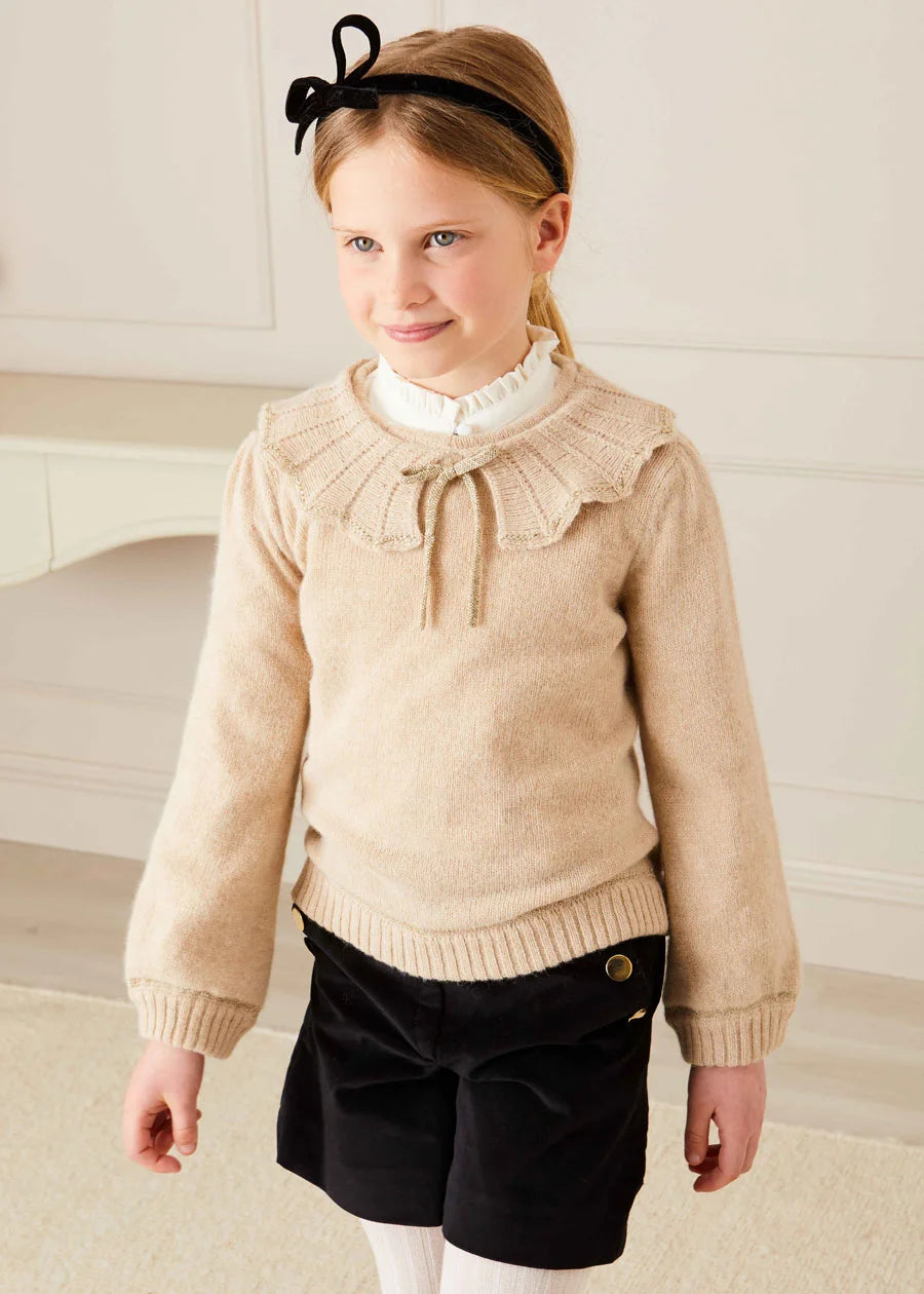 Statement Collar Metallic Detail Jumper in Gold (4-10yrs) Knitwear  from Pepa London