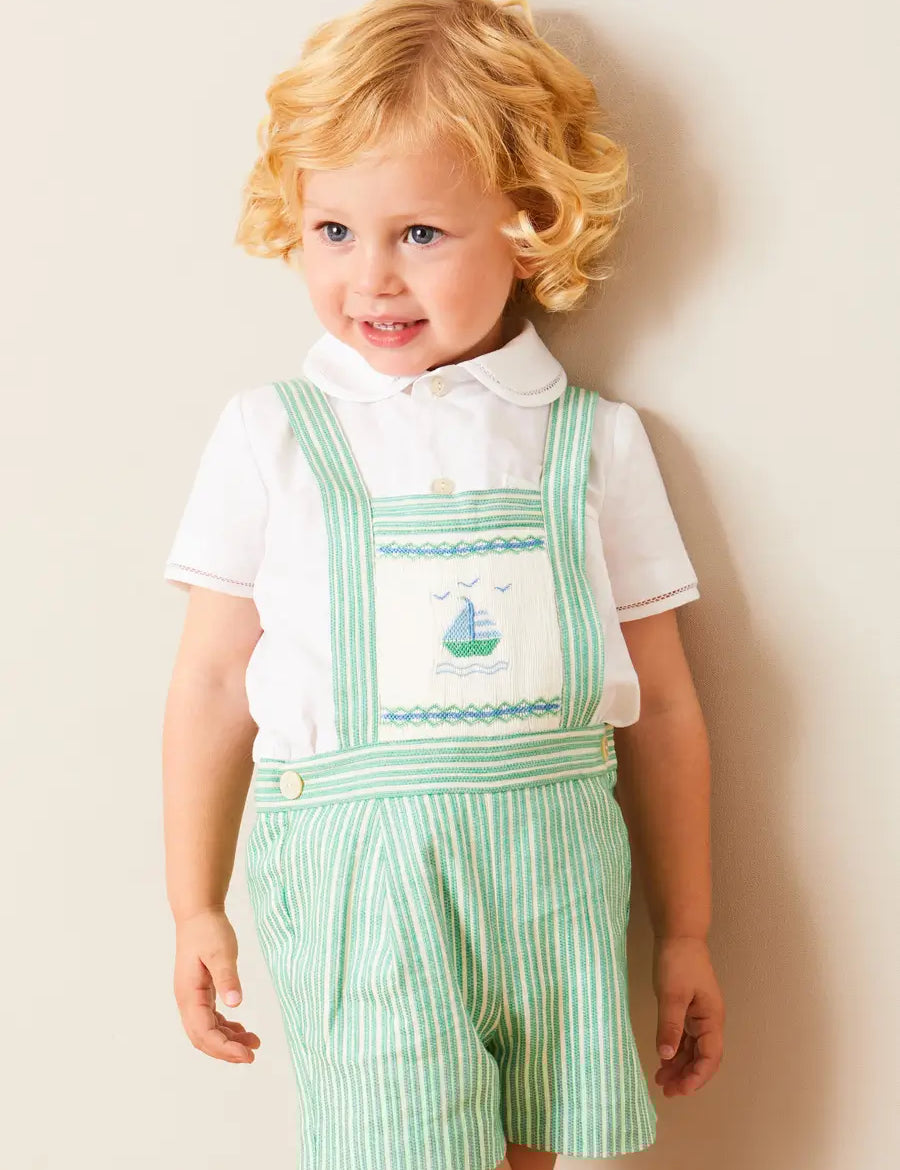 Peter Pan Collar Trim Detail Short Sleeve Shirt in White (12mths-5yrs) SHIRTS from Pepa London