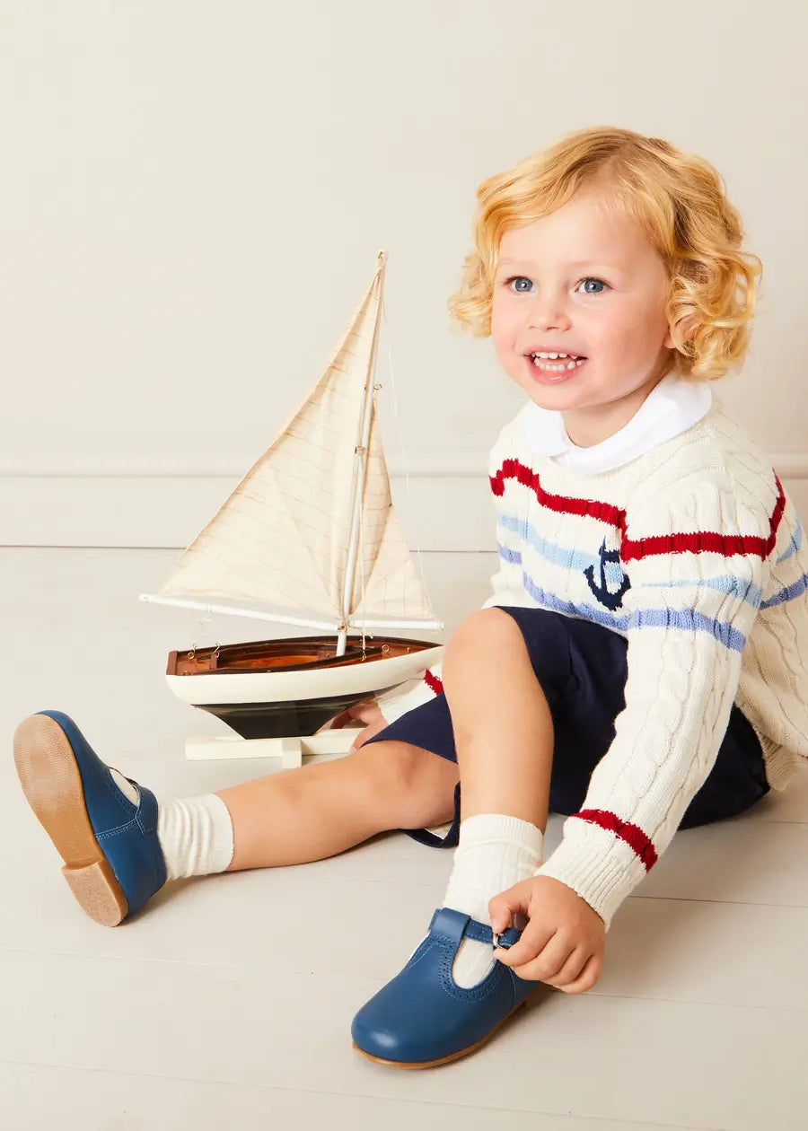 Anchor Motif Cable Detail Jumper in Beige (2-10yrs) KNITWEAR from Pepa London