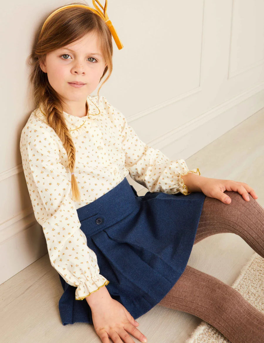 Ditsy Floral Long Sleeve Blouse In Mustard (12mths-10yrs) BLOUSES  from Pepa London