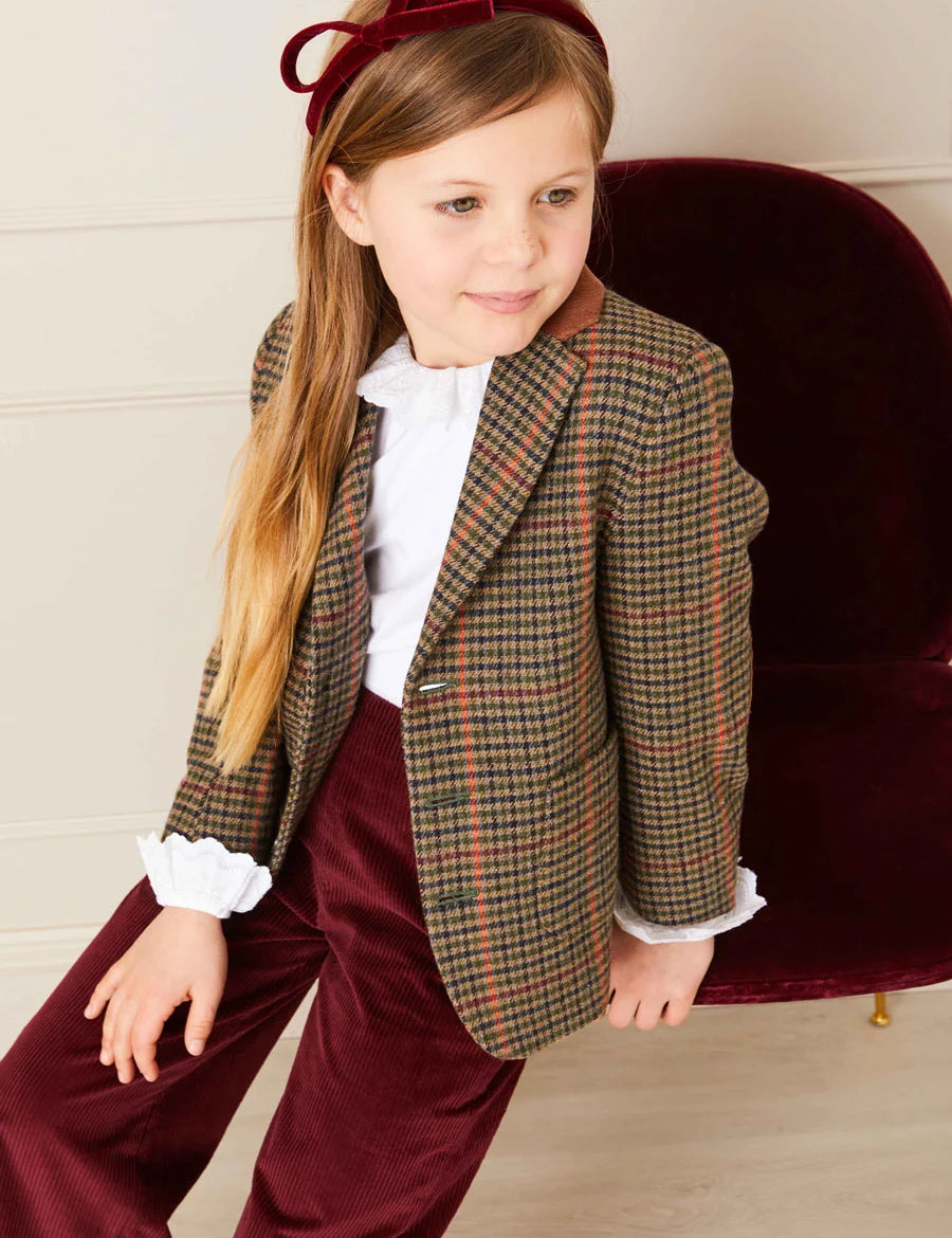 Check Tweed Three Button Blazer Jacket In Brown (4-10yrs) COATS  from Pepa London