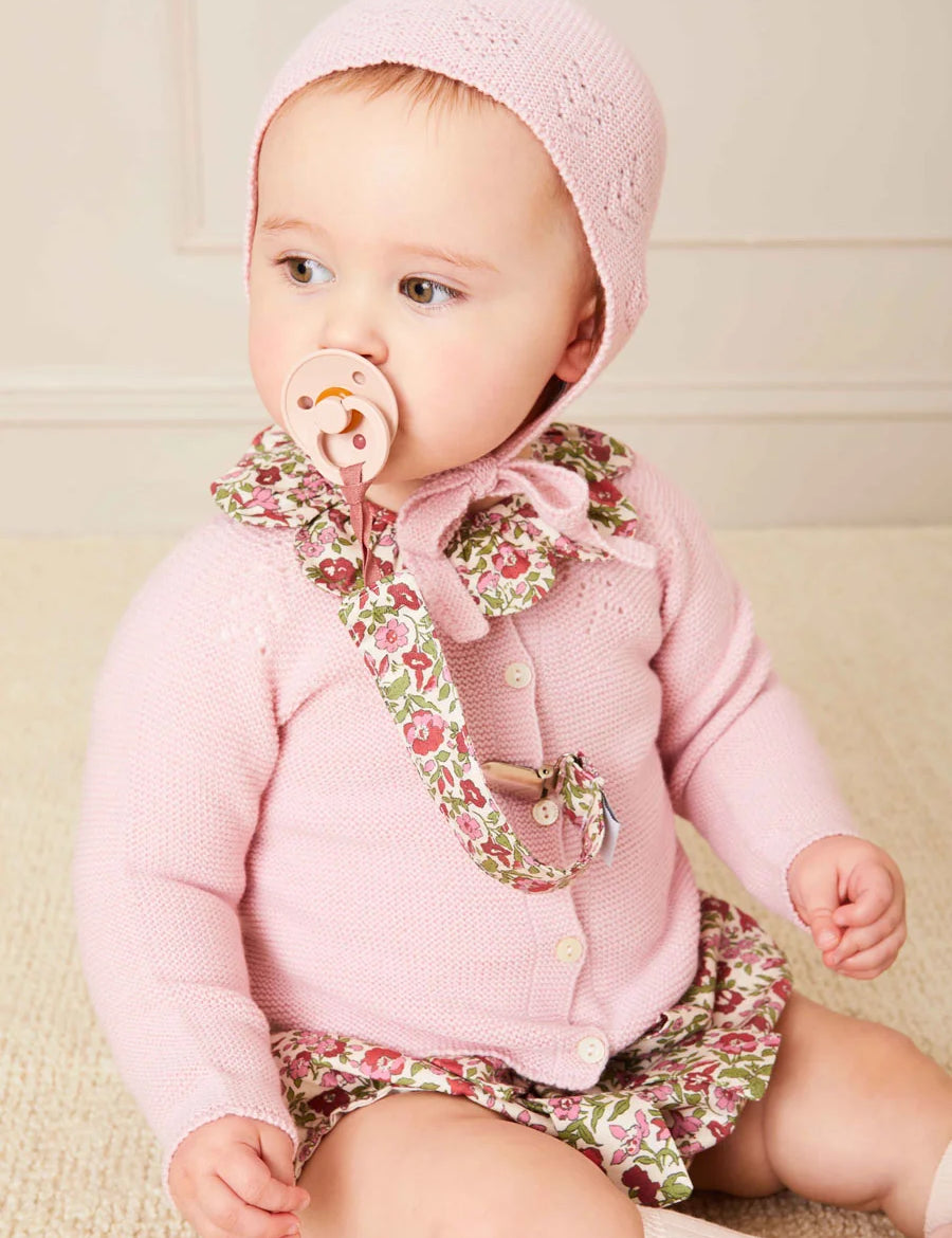 Daphne Floral Long Sleeve Bodysuit in Pink (1mth-3yrs) Tops & Bodysuits  from Pepa London