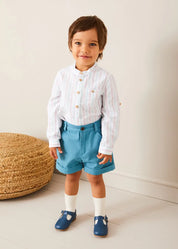Plain Elasticated Shorts in Blue (12mths-4yrs) SHORTS from Pepa London