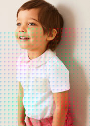 Waterford Striped Polo Collar Short Sleeve Top in Beige (12mths-4yrs) TOPS & BODYSUITS from Pepa London