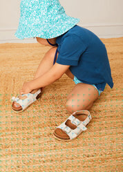 Suede Buckle Detail Strappy Sandals in Beige (21-27EU) SHOES from Pepa London