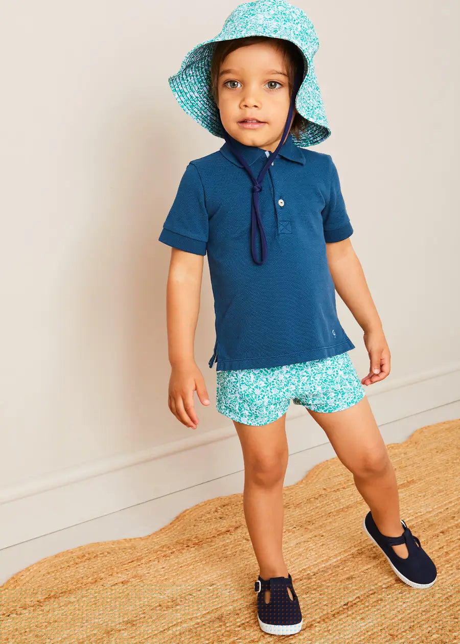 Adelaide Floral Beach Hat in Green (S-M) ACCESSORIES from Pepa London