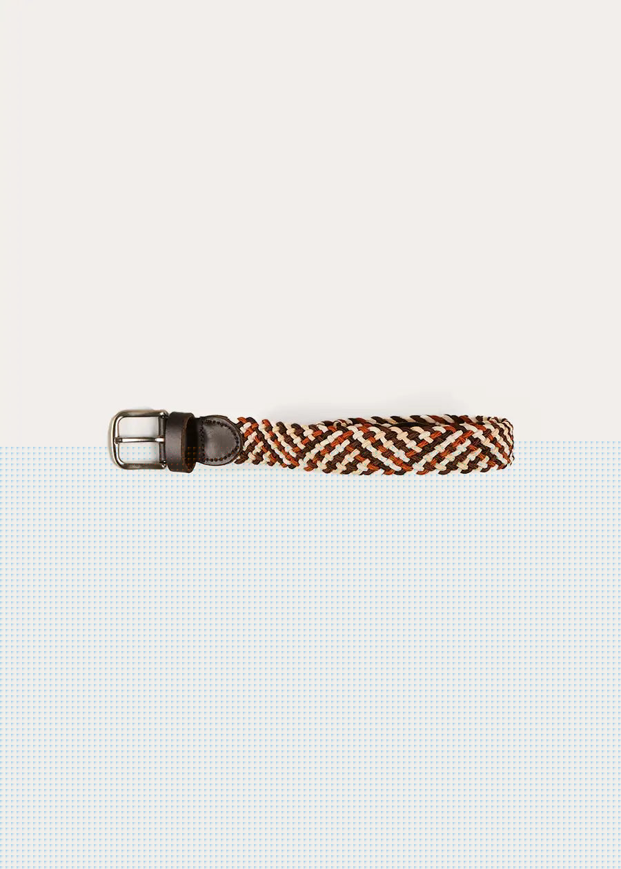 Contrast Leather Braided Belt in Brown (XS-S) Belts from Pepa London
