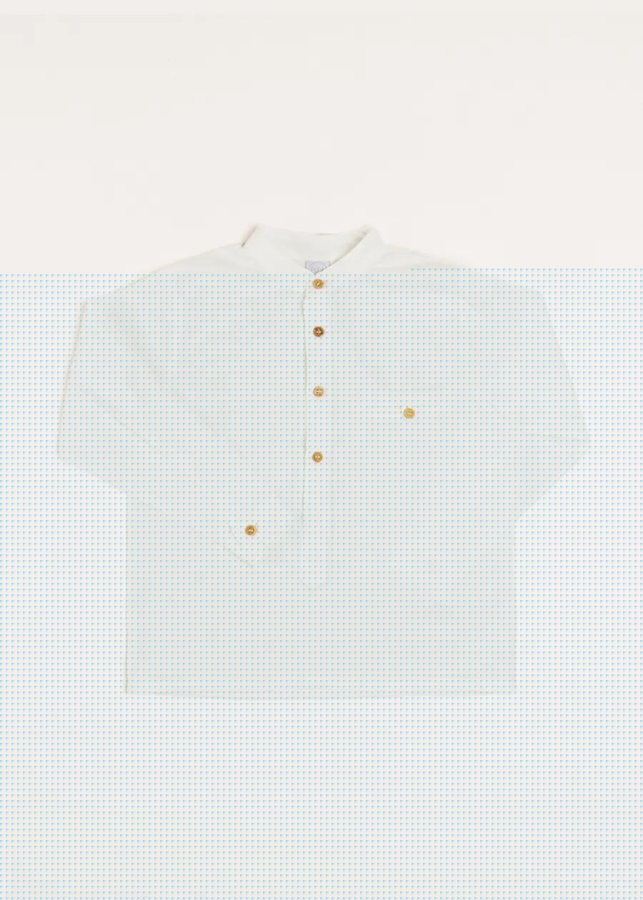Linen Mao Collar Long Sleeve Shirt in White (12mths-10yrs) Shirts from Pepa London