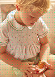 Hand Smocked Peter Pan Collar Short Sleeve Two Piece Set in Green (18mths-6yrs) Two Piece Set  from Pepa London