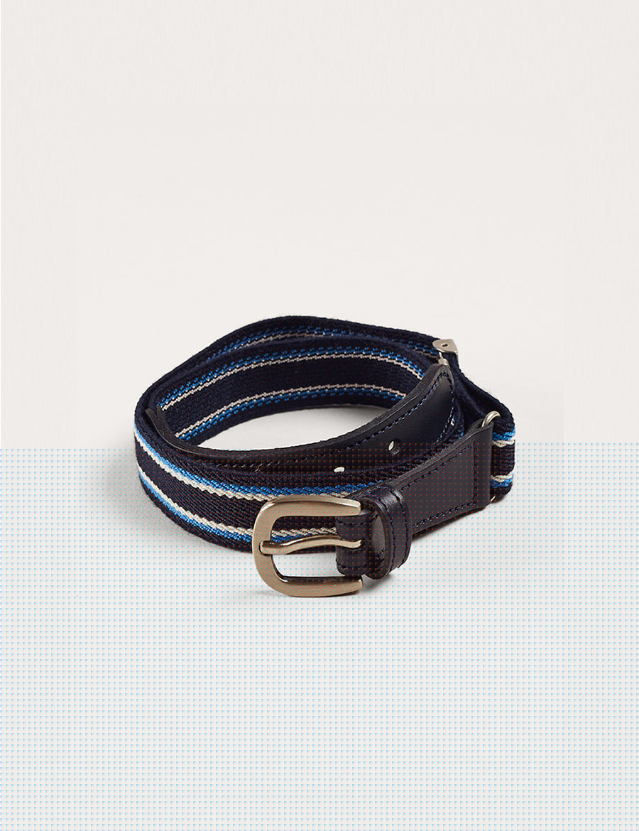 Dark Blue Striped Belt BELTS from Pepa London