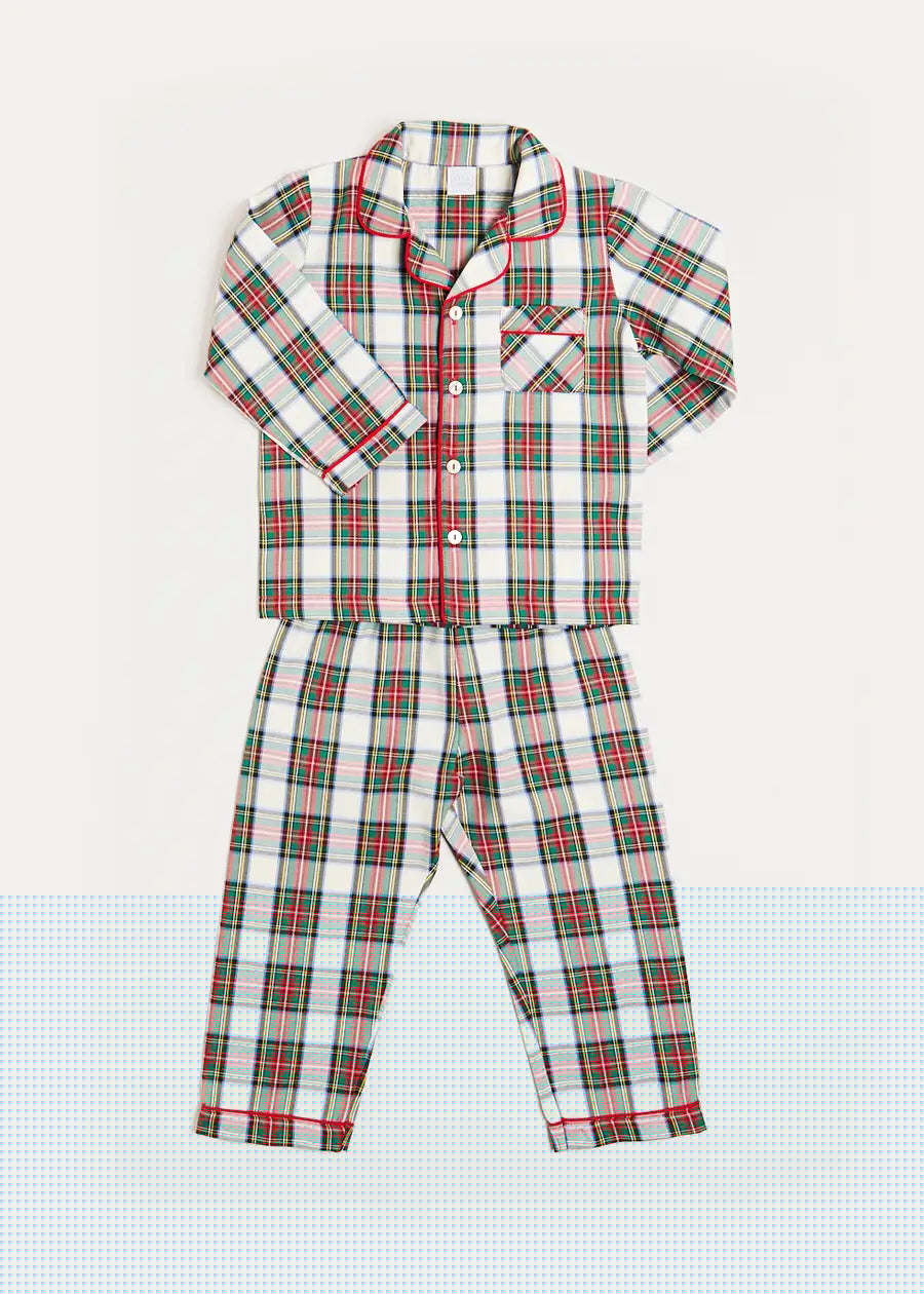 Sussex Tartan Pyjamas in Red (18mths-10yrs) Nightwear  from Pepa London