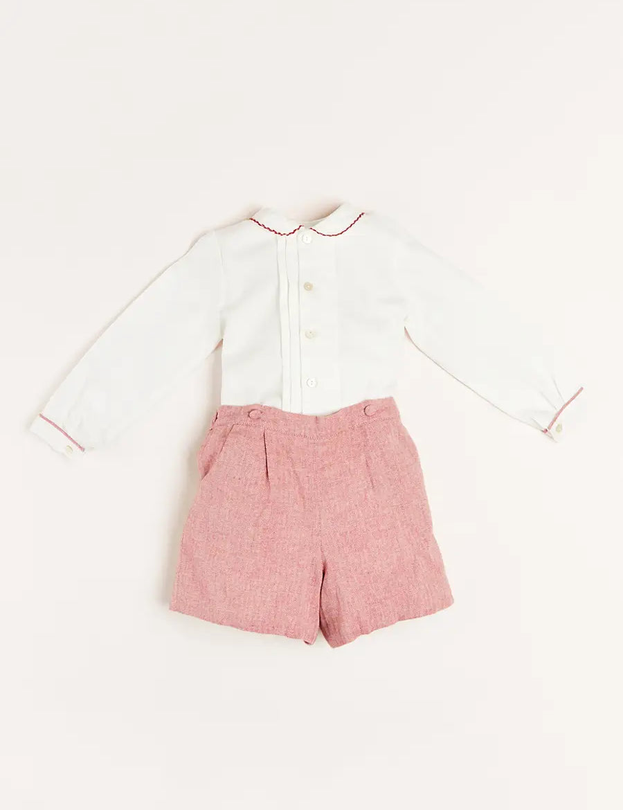 Herringbone Long Sleeve Two Piece Set in Red (18mths-5yrs) Two Piece Set  from Pepa London