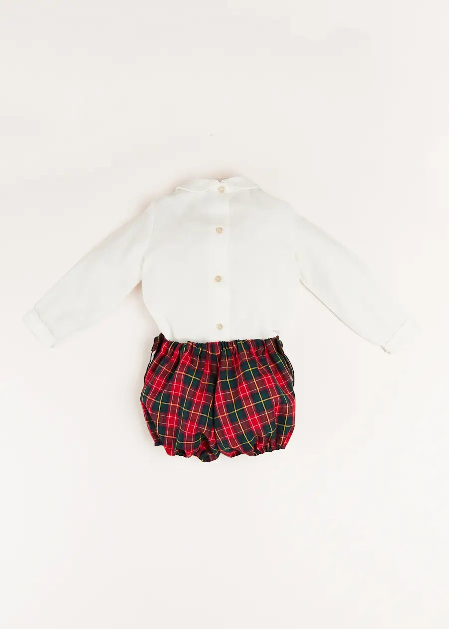 Belgravia Tartan Long Sleeve Two Piece Set in Red (6mths-3yrs) Two Piece Set  from Pepa London