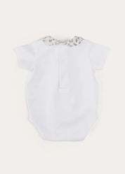 Ellis Short Sleeve Bodysuit with Printed Collar Made with Liberty Fabric (1m-2yrs) TOPS & BODYSUITS from Pepa London