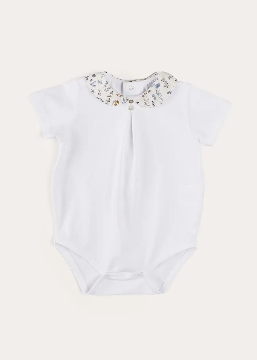 Ellis Short Sleeve Bodysuit with Printed Collar Made with Liberty Fabric (1m-2yrs) TOPS & BODYSUITS from Pepa London