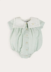 Pembridge Striped Plane Embroidery Short Sleeve Romper in Green (3mths-2yrs) ROMPERS from Pepa London