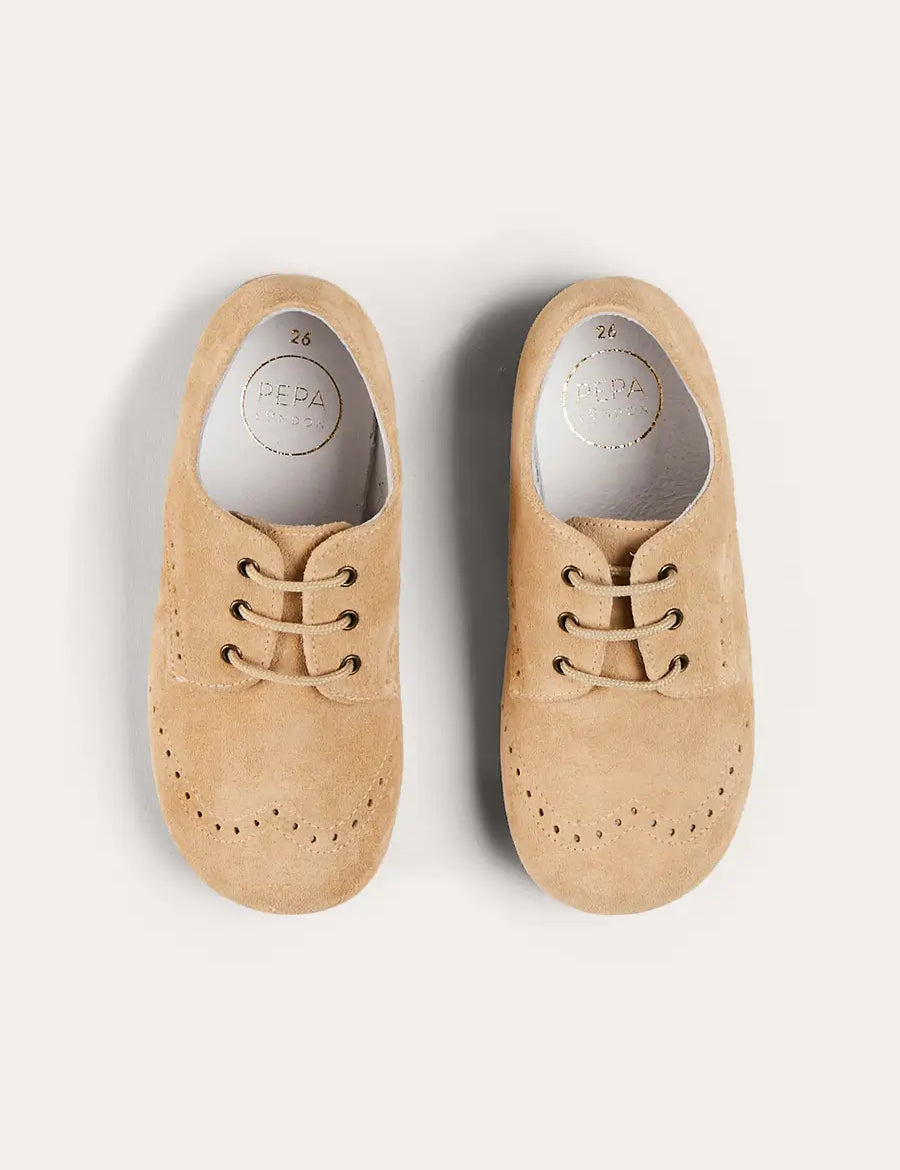 Suede Lace-Up Shoes in Beige (24-35EU) SHOES from Pepa London