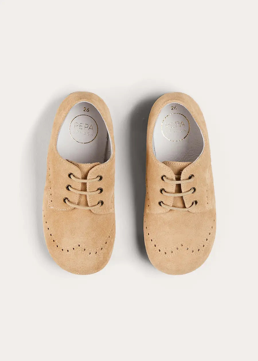 Suede Lace-Up Shoes in Beige (24-35EU) SHOES from Pepa London