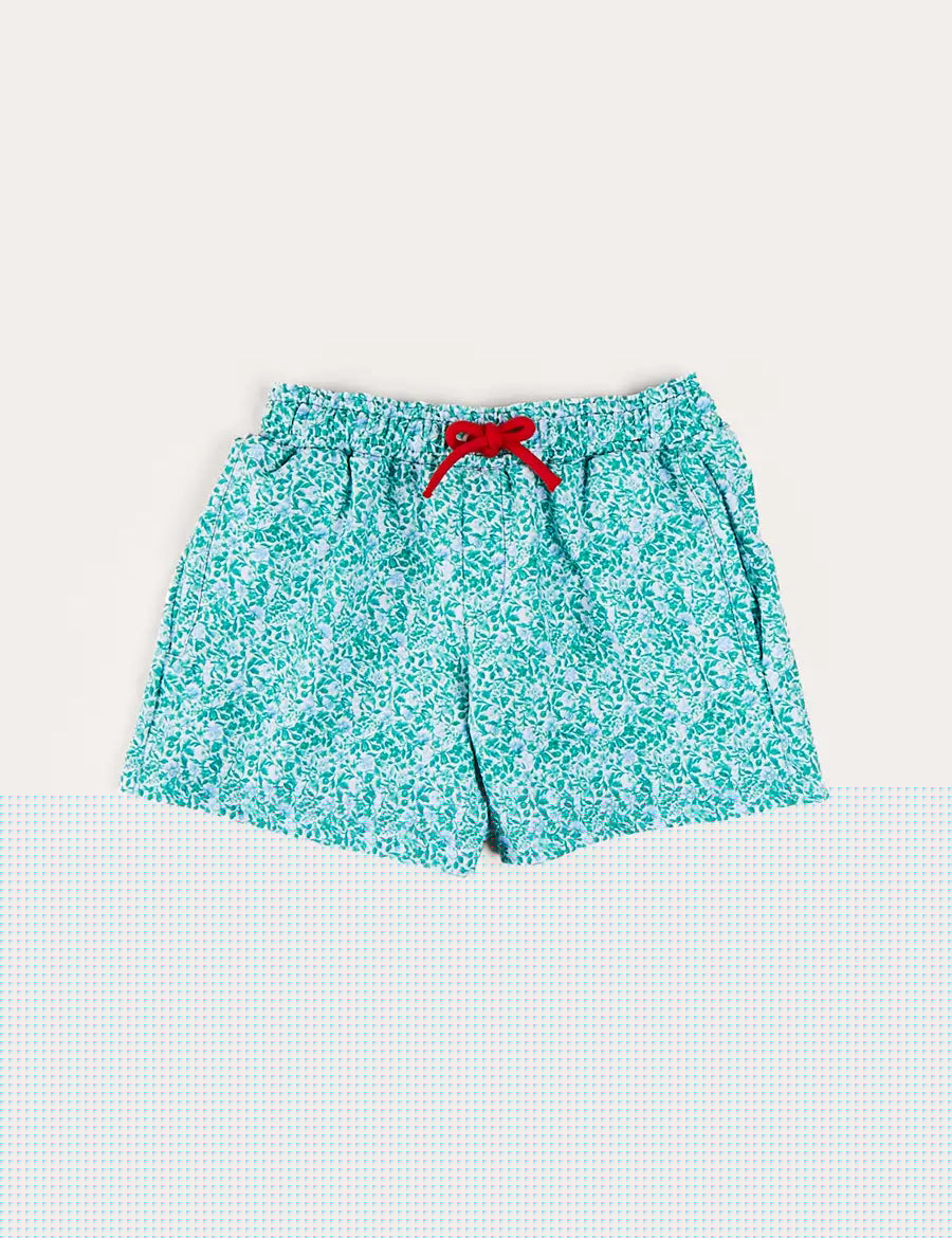 Adelaide Floral Tie Detail Swim Shorts in Green (2-10yrs) SWIMWEAR from Pepa London