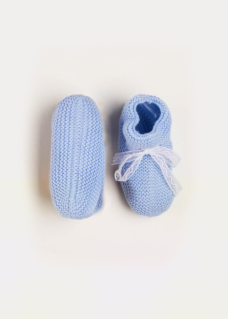 Lace Detail Knitted Booties in Blue Shoes  from Pepa London