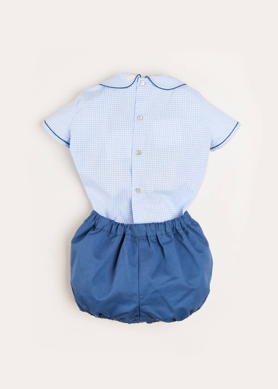 Peter Pan Collar Contrast Trim Short Sleeve Two Piece Set in Blue (6mths-3yrs) Two Piece Set from Pepa London